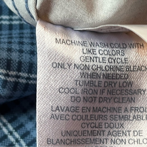 Chaps Everyday Performance Button Down Long Sleeve Blue Plaid Size L - Picture 16 of 16